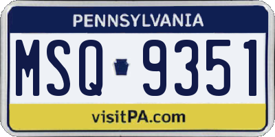 PA license plate MSQ9351