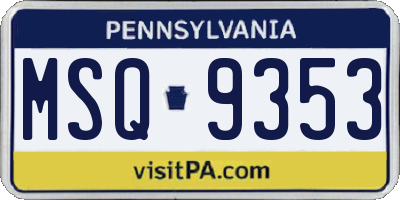PA license plate MSQ9353
