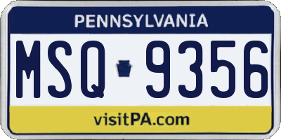 PA license plate MSQ9356