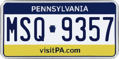 PA license plate MSQ9357