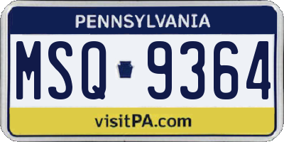 PA license plate MSQ9364