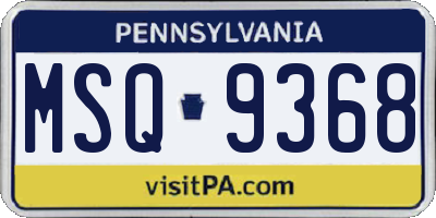 PA license plate MSQ9368
