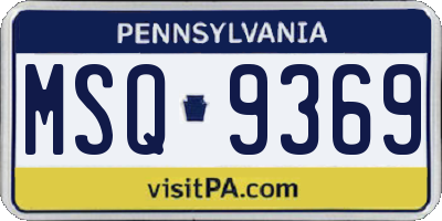 PA license plate MSQ9369