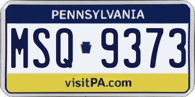 PA license plate MSQ9373
