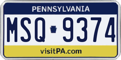 PA license plate MSQ9374