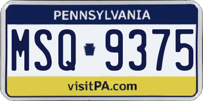 PA license plate MSQ9375