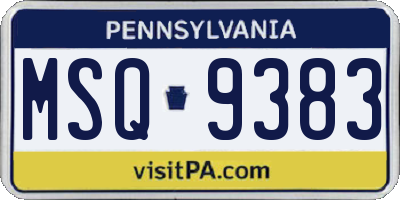 PA license plate MSQ9383