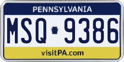 PA license plate MSQ9386