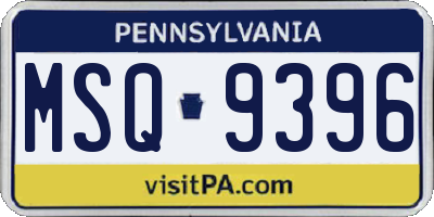 PA license plate MSQ9396