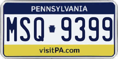 PA license plate MSQ9399