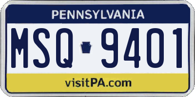 PA license plate MSQ9401