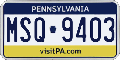 PA license plate MSQ9403