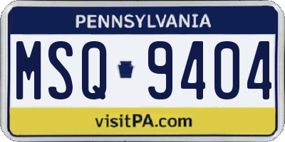 PA license plate MSQ9404