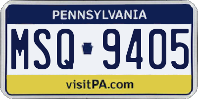 PA license plate MSQ9405