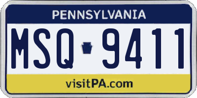 PA license plate MSQ9411