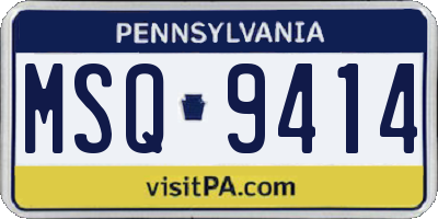 PA license plate MSQ9414