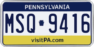 PA license plate MSQ9416