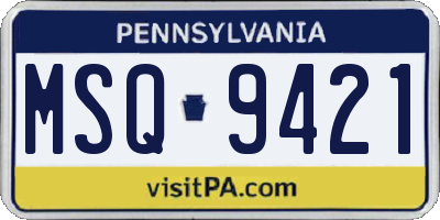 PA license plate MSQ9421