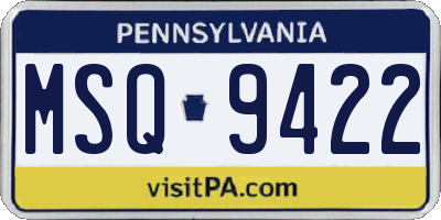 PA license plate MSQ9422