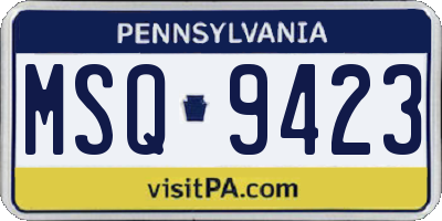 PA license plate MSQ9423