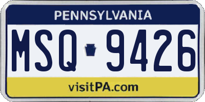 PA license plate MSQ9426