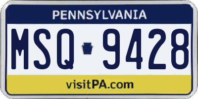 PA license plate MSQ9428