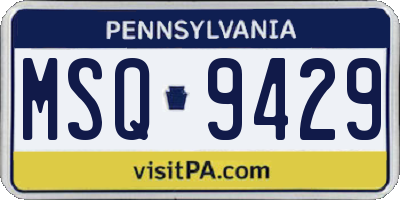 PA license plate MSQ9429