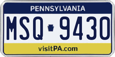 PA license plate MSQ9430