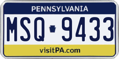 PA license plate MSQ9433