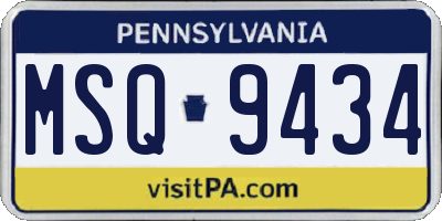 PA license plate MSQ9434