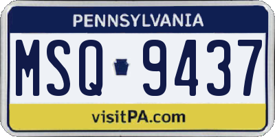 PA license plate MSQ9437
