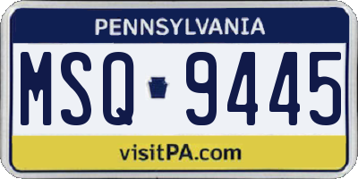 PA license plate MSQ9445