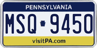 PA license plate MSQ9450