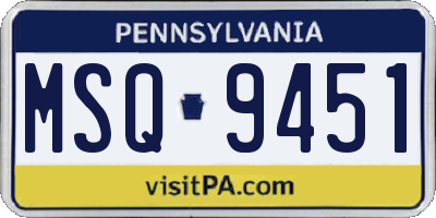 PA license plate MSQ9451