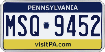 PA license plate MSQ9452