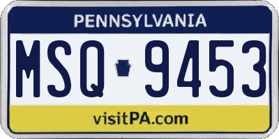 PA license plate MSQ9453