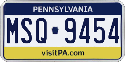 PA license plate MSQ9454