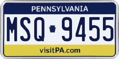 PA license plate MSQ9455
