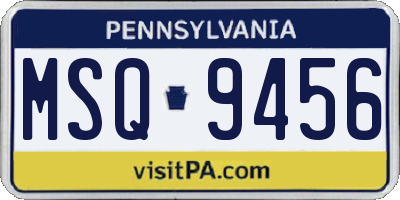 PA license plate MSQ9456