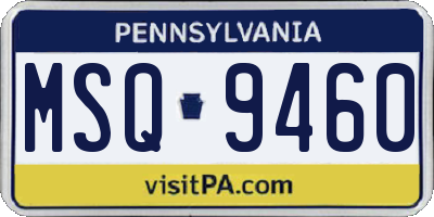 PA license plate MSQ9460