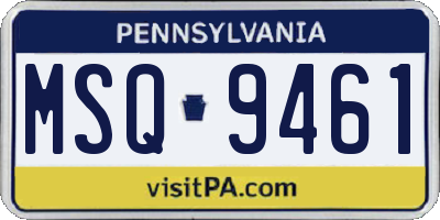 PA license plate MSQ9461
