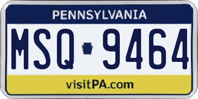 PA license plate MSQ9464
