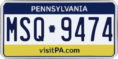 PA license plate MSQ9474