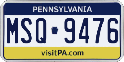 PA license plate MSQ9476