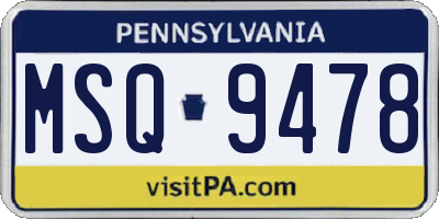 PA license plate MSQ9478
