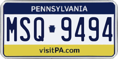 PA license plate MSQ9494
