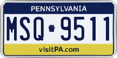 PA license plate MSQ9511