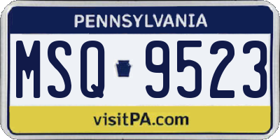 PA license plate MSQ9523