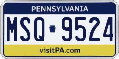 PA license plate MSQ9524