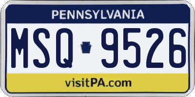 PA license plate MSQ9526